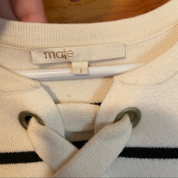 Maje Sweater Dress w/ Nautical Stripes 3/4 sleeves - Picture 6 of 16